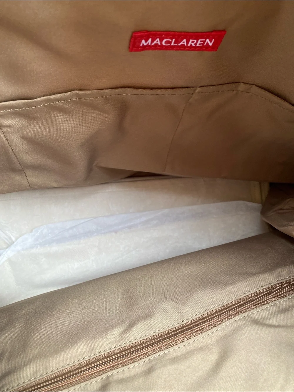 Maclaren Park Bag Beige Brown Stroller Diaper Tote NWT